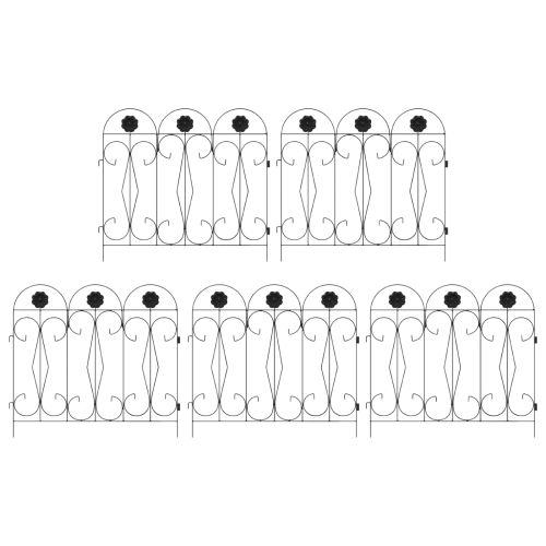 Градска ограда 5 pcs Черно Стомана