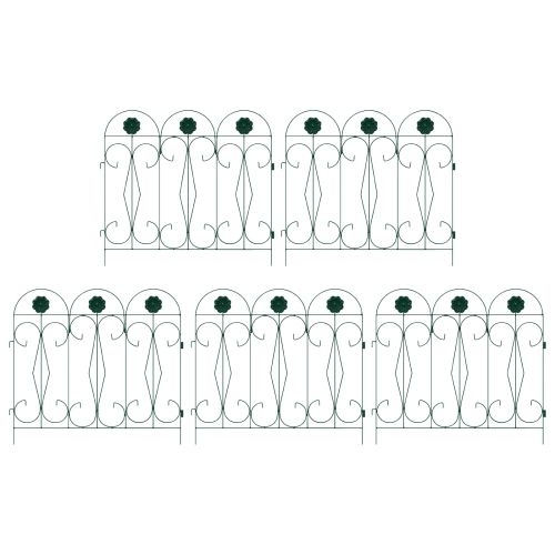 Градска ограда 5 pcs Зелено Стомана