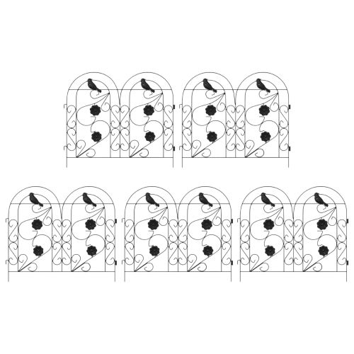 Градска ограда 5 pcs Черно Стомана