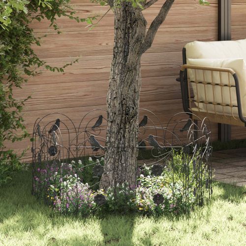 Градска ограда 5 pcs Черно Стомана