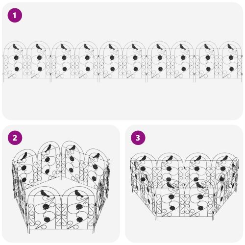 Градска ограда 5 pcs Черно Стомана