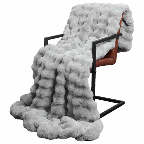 Анти-слип изкуствено одеяло от заешка козина Olite Сиво