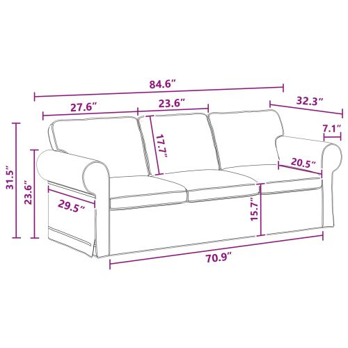 Диван Тъмен сив 215 x 82 x 80 см текстил