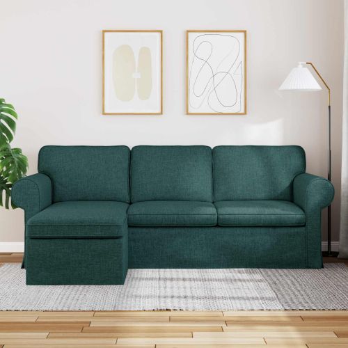 Диван Тъмен зелен 215 x 138 x 80 см текстил