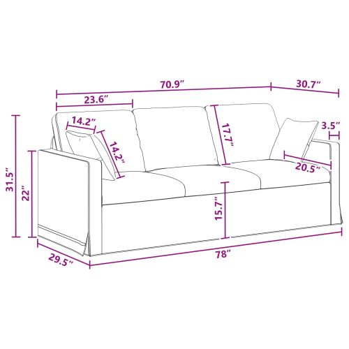 Диван Тъмен сив 198 x 78 x 80 см Кадифе