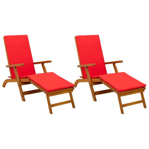 Сгъваем и reclining шезлонг 2 pcs Червено 55 x 146 x 91 см