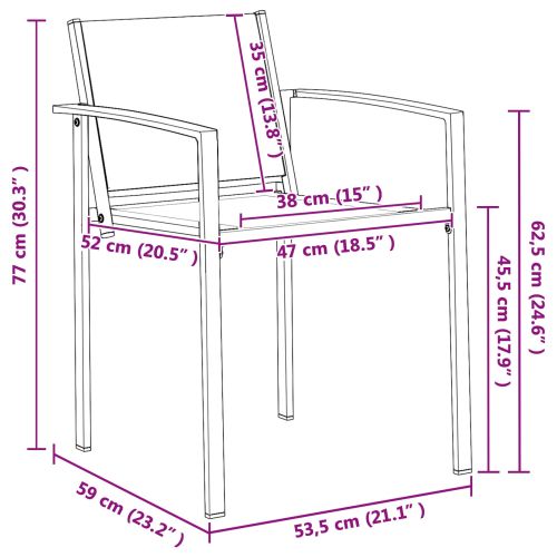 Градински столове 2 pcs Черно и антрацит 53,5 x 59 x 77 см