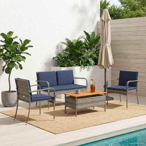 Градински комплект с възглавница стомана