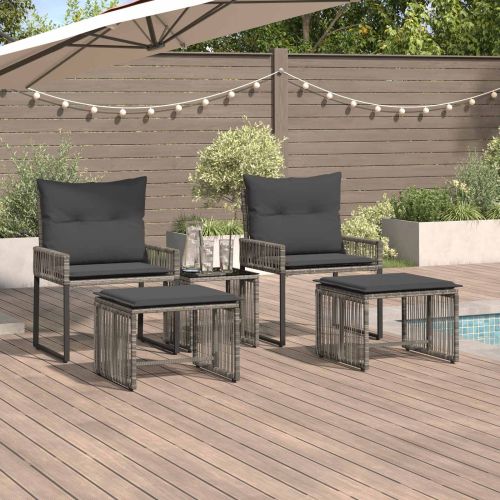 Комплект за външни мебели 11 pcs Сив и тъмен сив полиратан