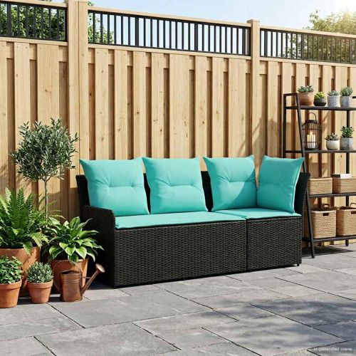 Диван с подлакътник за градина с ъглов диван 2 Брой ПЕ ратан