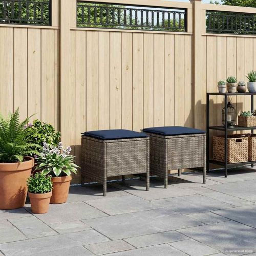 Табуретка за градина 2 Брой Сив и тъмен син 38 x 38 x 45 cm