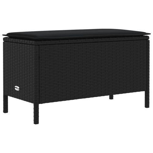 Табуретка за градина Черно 80 x 38 x 45 cm ПЕ ратан