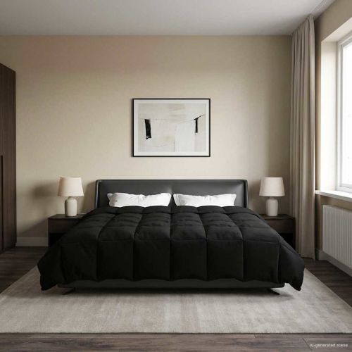 Пълно годишно юрганче Патичено Черно 200 x 200 cm Микрофибър
