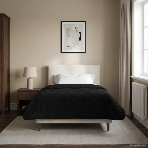 Зимен юрган Черно 155 x 220 cm Микрофибър и тедди флийс