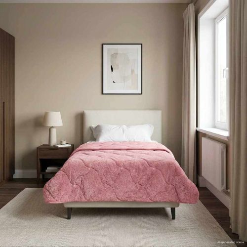 Зимен юрган Розово 140 x 220 cm Микрофибър и тедди флийс