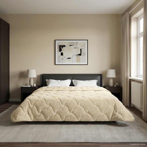 Зимен юрган Крем 240 х 260 см Микрофибър и тедди флийс