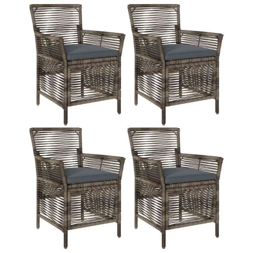 Стол за открито с възглавница 4 pcs Сив и тъмен сив полиратан