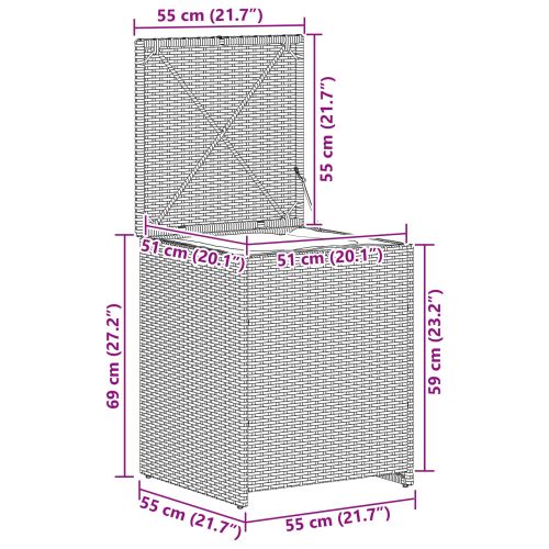 Кутия за възглавници 55 x 55 x 69 см стомана