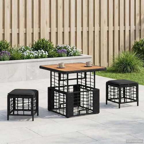 Комплект за хранене в градината с възглавница 3 pcs Черен и Сив