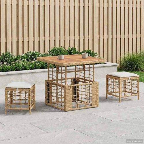 Комплект за хранене в градината 3 pcs Натурален и бял