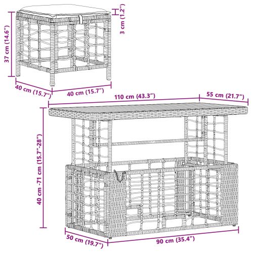 Комплект за хранене в градината 4 pcs Натурален и бял