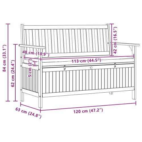 Пейка с място за съхранение 2 -Seater 120 x 63 x 84 cm