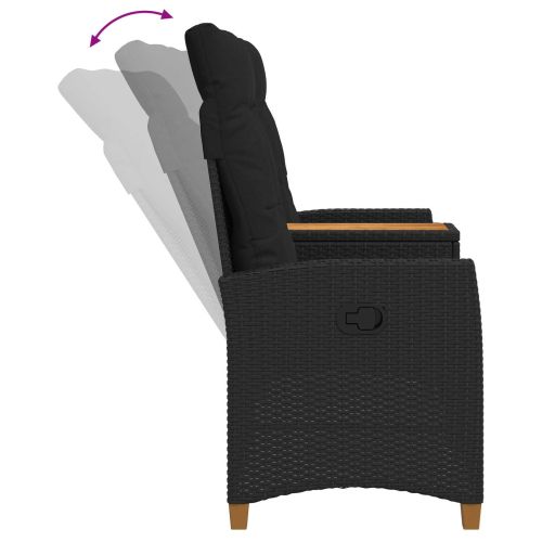 Люлееща се пейка с маса Черно 126 x 65 x 112 см полиратан