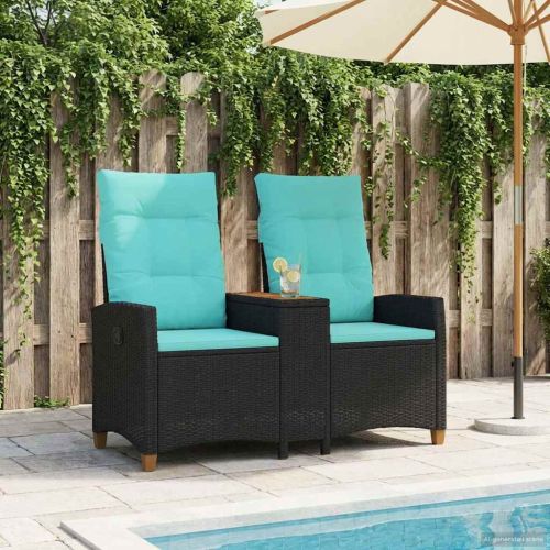 Люлееща се пейка с маса Черен и Туркоаз 126 x 65 x 112 см