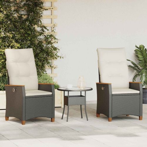 Лежанка за градина Черен и кремав 64 x 57,5 x 112 см полиратан