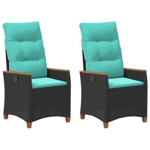 Лежанка за градина Черен и Туркоаз 64 x 57,5 x 112 см полиратан