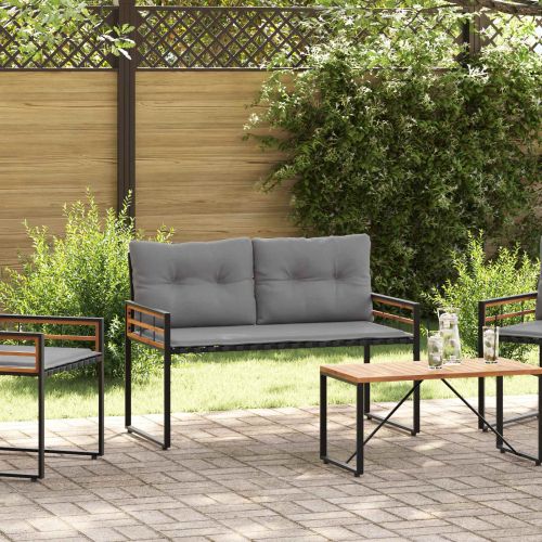 Дървена слоеста пейка с възглавница Светлосиво 114 x 55 x 77 см