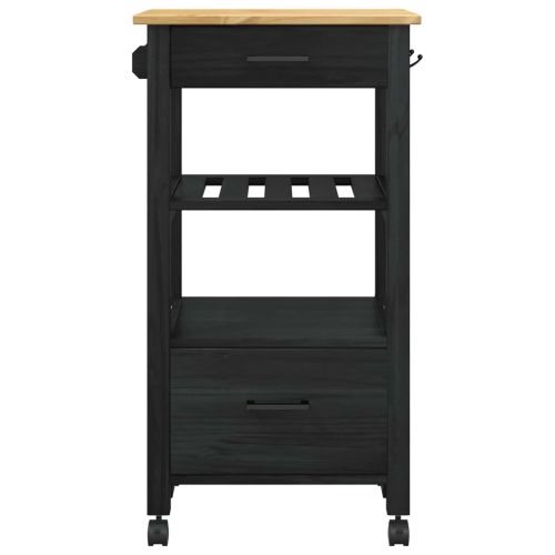 Кухненска количка MONZA Черно 48 x 40 x 88,5 см Солиден бор