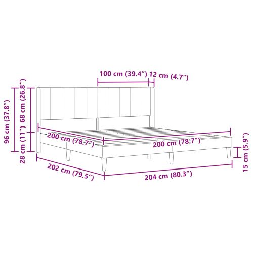 Рамка за легло с таблото Светлосиво 200 x 200 cm Кадифе