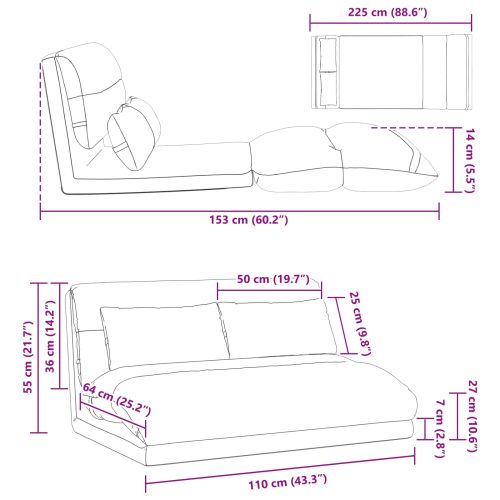 Подово кресло Тъмен сив 110 x 82 x 55 см текстил