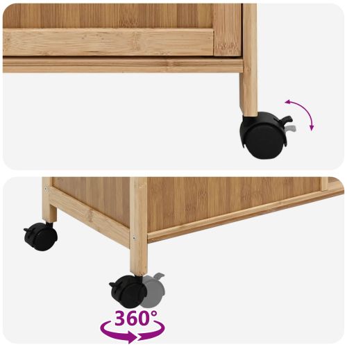Кухненска количка с колела Естествен 90,5 x 36 x 86,5 см Бамбук