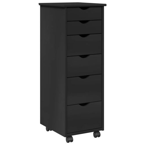 Плъзгащ кабинет с колело Черно 34 x 39 x 93,5 см Солиден бор