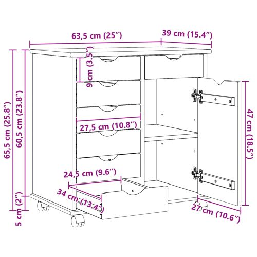 Плъзгащ кабинет Меден кафяв 63,5 x 39 x 65,5 см Солиден бор