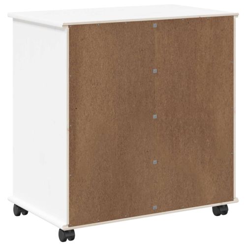 Плъзгащ кабинет с колело Бяло 63,5 x 39 x 65,5 см Солиден бор