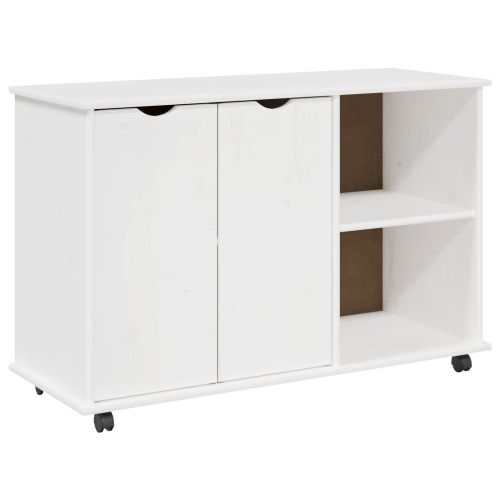 Плъзгащ кабинет с колело Бяло 100 x 39 x 65,5 см Солиден бор