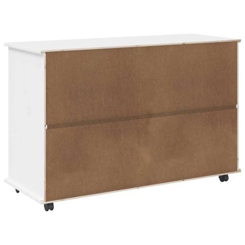 Плъзгащ кабинет с колело Бяло 100 x 39 x 65,5 см Солиден бор