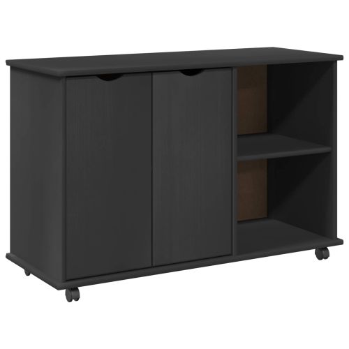 Плъзгащ кабинет с колело Сив 100 x 39 x 65,5 см Солиден бор
