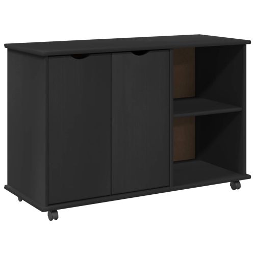 Плъзгащ кабинет с колело Черно 100 x 39 x 65,5 см Солиден бор