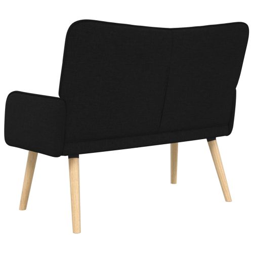 Диван с два места Черен 115 x 61 x 87 см текстил