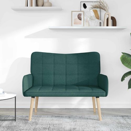 Диван с два места Тъмен зелен 115 x 61 x 87 см текстил