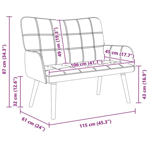 Диван с два места Тъмен зелен 115 x 61 x 87 см текстил