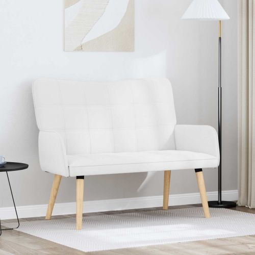 Диван с два места Бял 115 x 61 x 87 см текстил