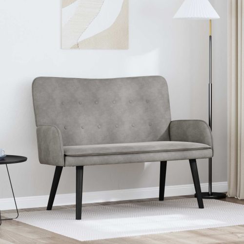 Диван с два места Светлосиво 115 x 61 x 87 см Кадифе