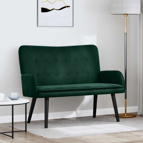 Диван с два места Тъмен зелен 115 x 61 x 87 см Кадифе