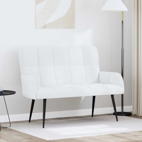 Диван с два места Бял 115 x 61 x 87 см текстил