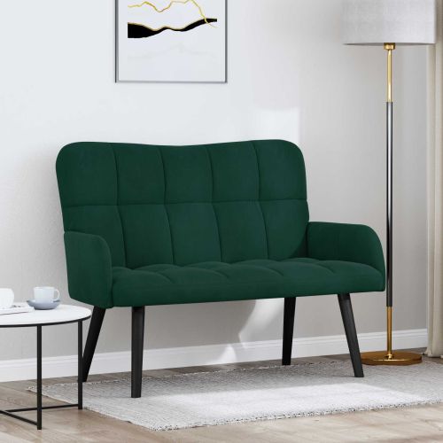 Диван с два места Тъмен зелен 115 x 61 x 87 см Кадифе